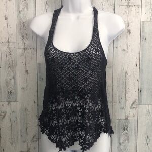FANG Floral Crocheted Racerback Top Extra Small
